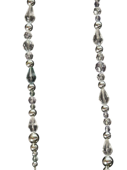 Two Wire Acrylic Beaded Haning Prisms Clear Teal Silvertone 14.5 Inch