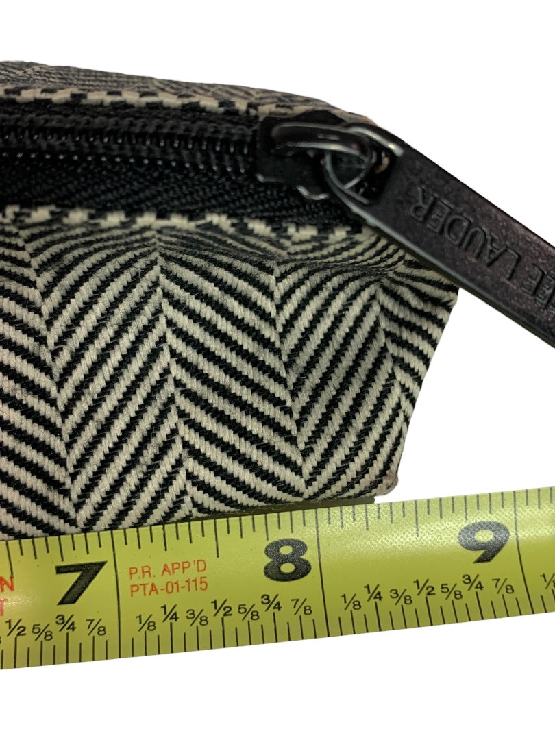 Estee Lauder Cosmetic Bag Travel Zip Pouch Black White Herringbone