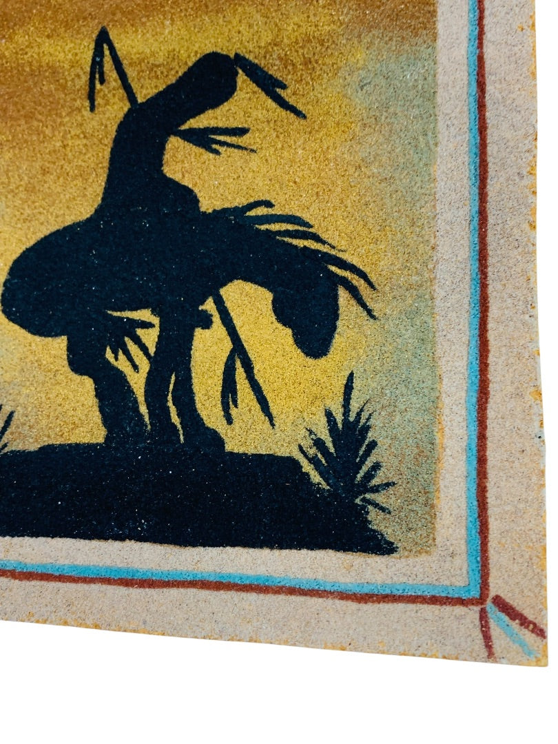 Native American Sand Painting Water Horse 7"h x 6.5"w