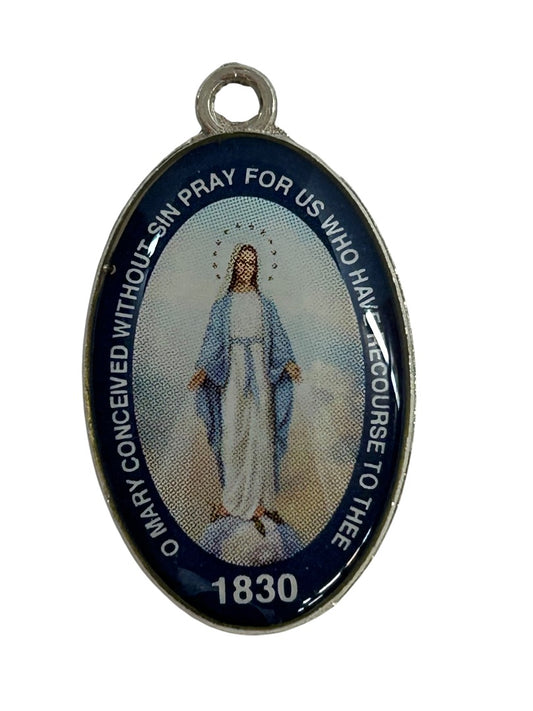 Vintage Blessed Mother Religious Medal Charm Resin 1"