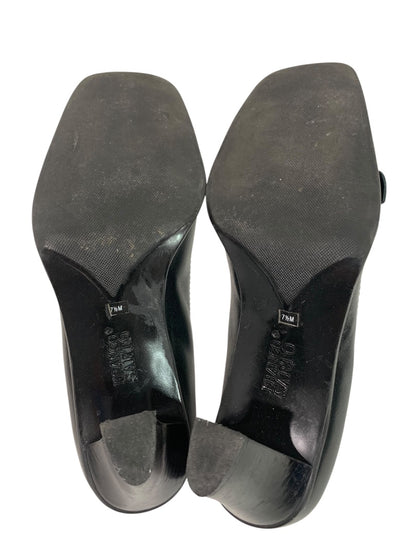 Size 7.5M Franco Sarto Womens Black Leather Shoes Square Toe 3" Heel