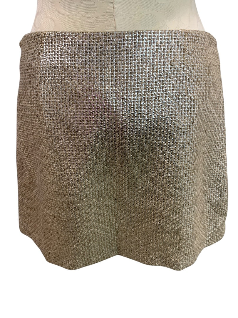 Size 8 TopShop Woven Metallic Mini Skirt Pockets Side Zip