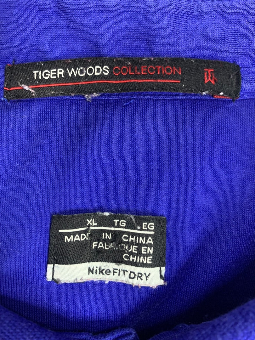XL Nike Mens Tiger Woods Collection Blue Striped Golf Polo Shirt