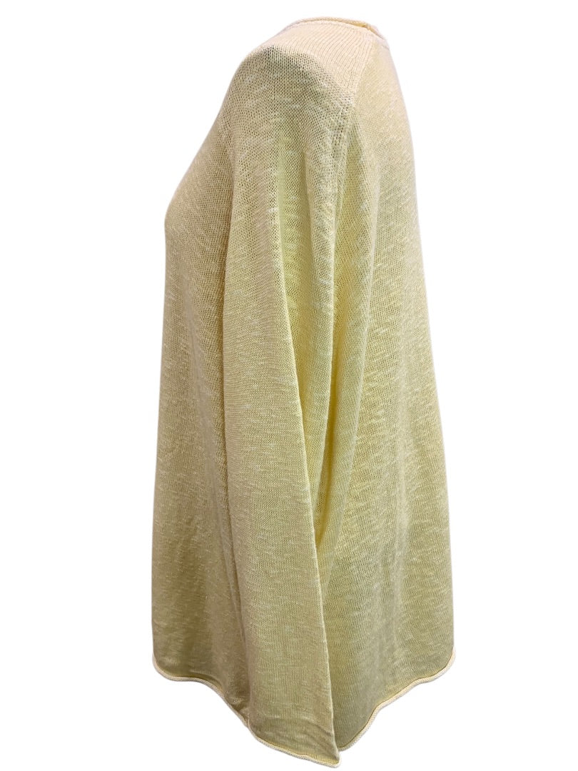 XL Eileen Fisher Womens Light Yellow Sweater Tunic Organic Linen Blend