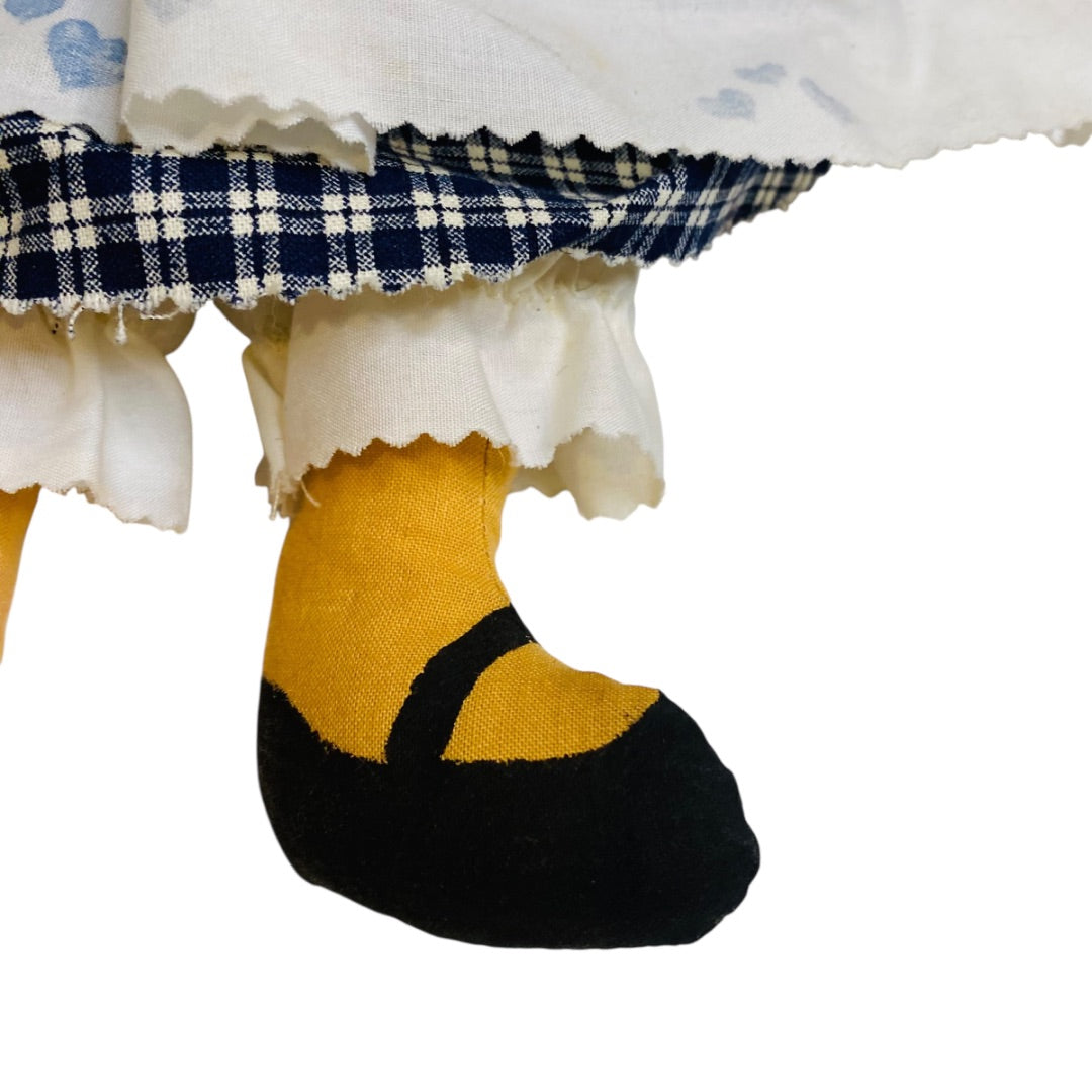 Vintage Handmade Raggedy Ann Rag Doll Painted Shoes Face 13 Inch