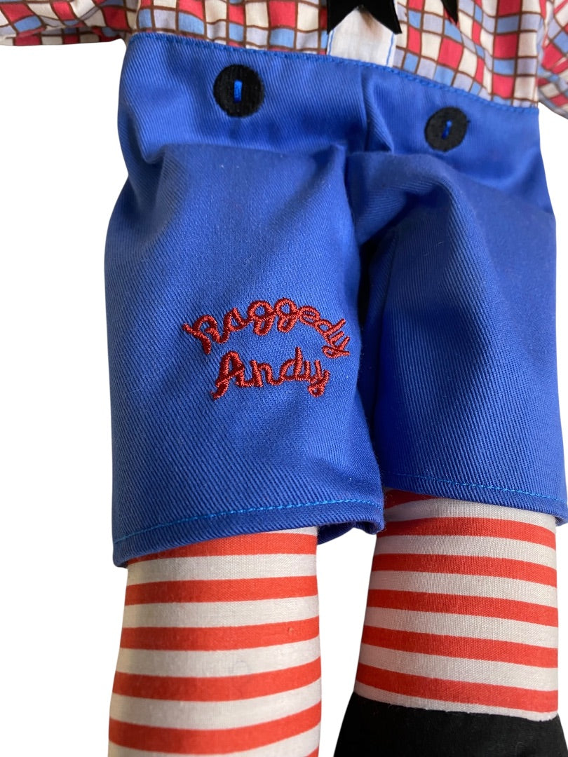 Vintage Raggedy Andy Rag Doll 17" Button Eyes Embroidered Face