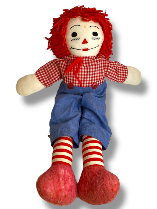 Vintage Handmade Raggedy Andy Rag Doll 19" Embroidered Face