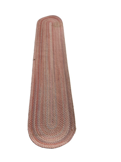Vintage Braided Wool Runner Rug 109"l x 22"w Pink
