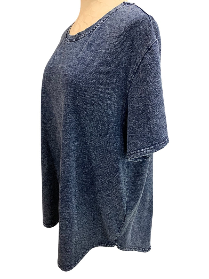 2X Jane & Delancey Womens Denim Look Tshirt Short Sleeve Blue