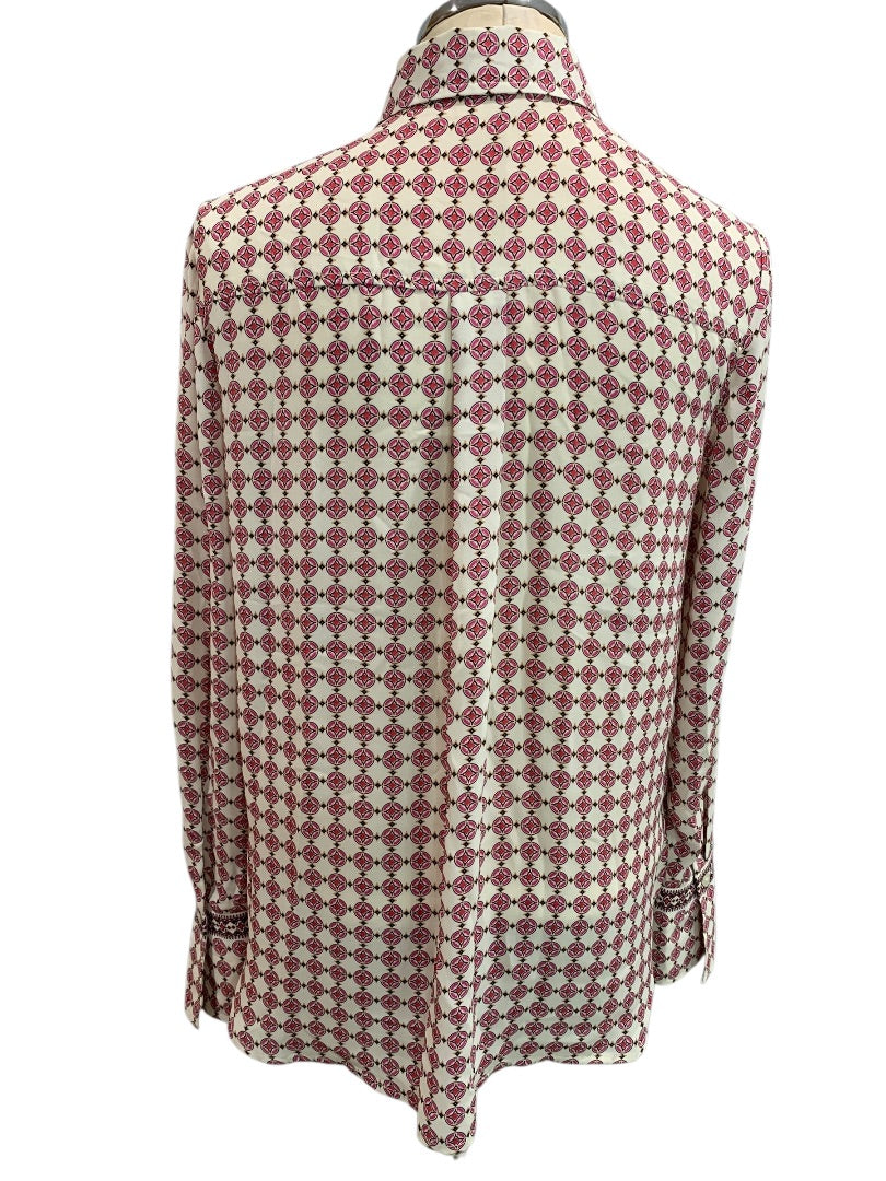 Small Max Studio Womens Button Up Print Blouse Shirt Long Sleeve