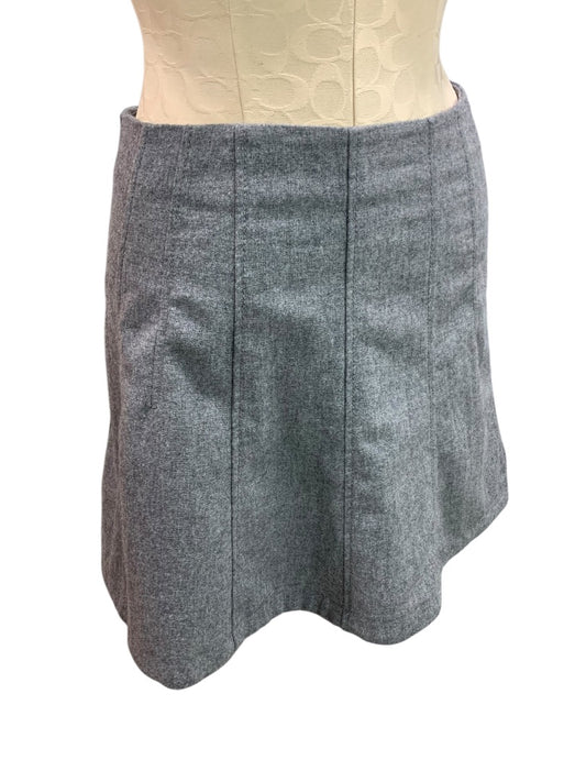 Size 4P Loft Petites Gray Lined A-Line Skirt Wool Blend
