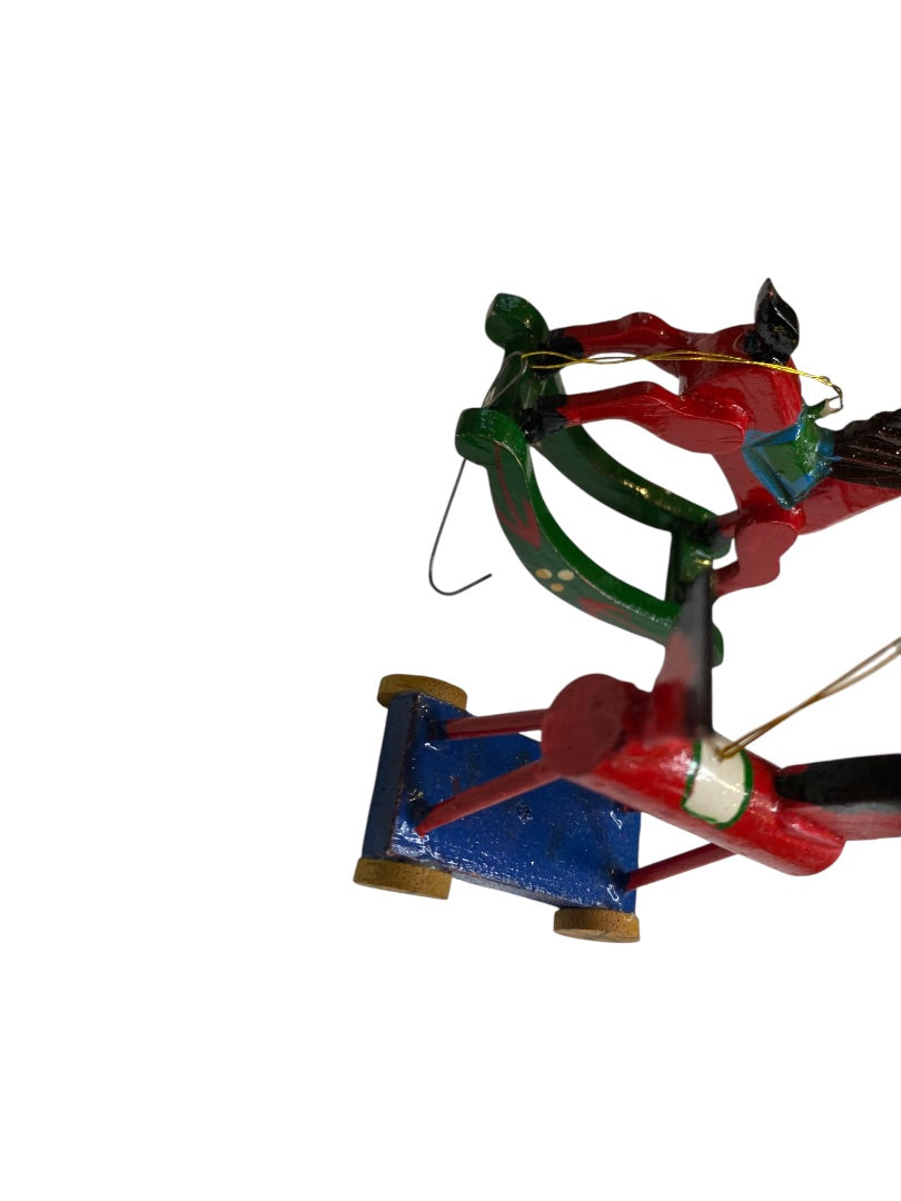 Vintage Wooden Christmas Holiday Ornaments Rocking Horses 3"