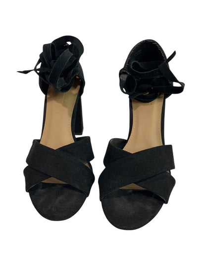Size 5.5 Loft Womens Lace Up Black Faux Suede 3.5" Heels Shoes