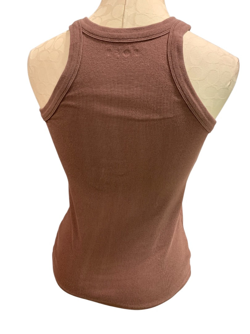 Small Loft Womens Ribbed Brown Tank Top Shirt