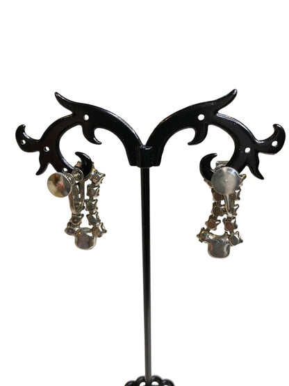 Vintage Rhinestone Earrings Non-Pierced Screwback 1.1" Drop Dangle
