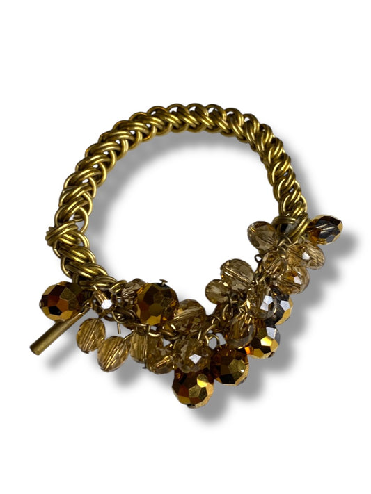 Kenneth Cole Stretch Bracelet Goldtone Iridescent Beads Chunky