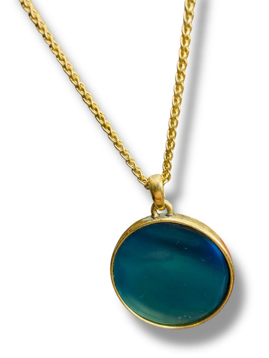 Lucky Brand Resin Pendant Necklace Goldtone 19" Lobster Clasp