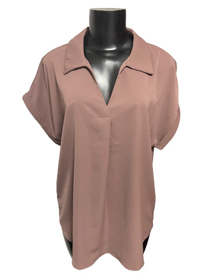 Large Gaharu Collared Cap Sleeve Womens Blouse New