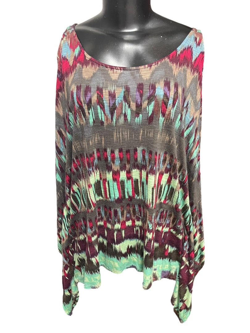 Small Ella Moss Cold Shoulder Flutter Sleeve Patterened Womens Top