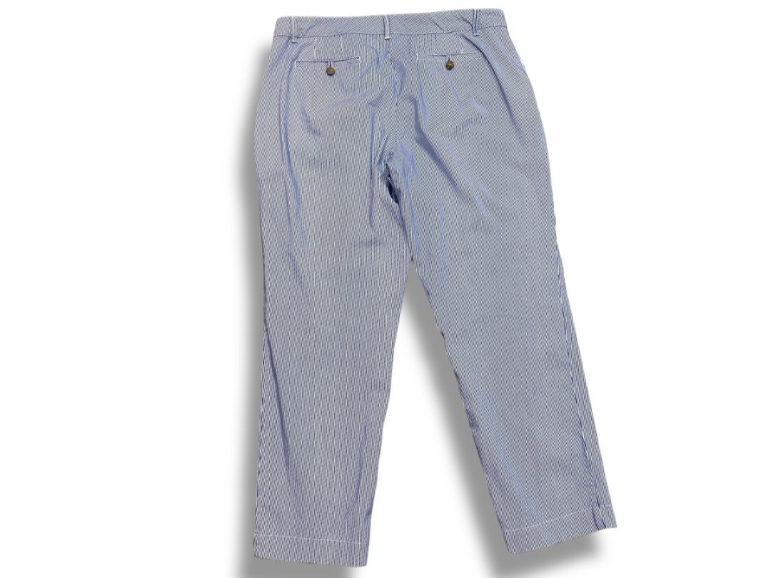 Size 14P Talbots Petite Womens Pinstripe Summer Chino Pants Blue White