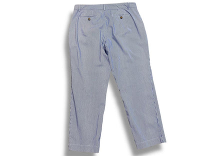 Size 14P Talbots Petite Womens Pinstripe Summer Chino Pants Blue White