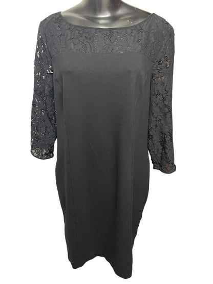 Size 16 Talbots Lace 3/4 Sleeve Back Zipper Dress Black