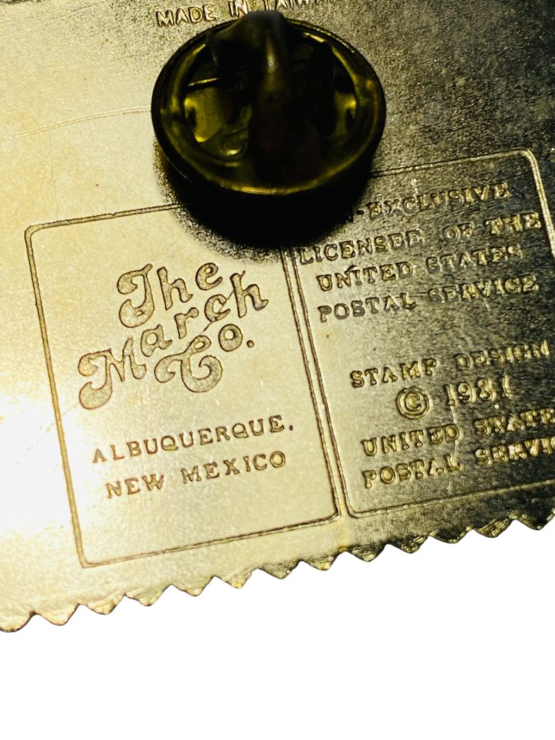 Vintage Pin Stamp Reproduction Space Shuttle Benefiting Mankind USPS 1.5"