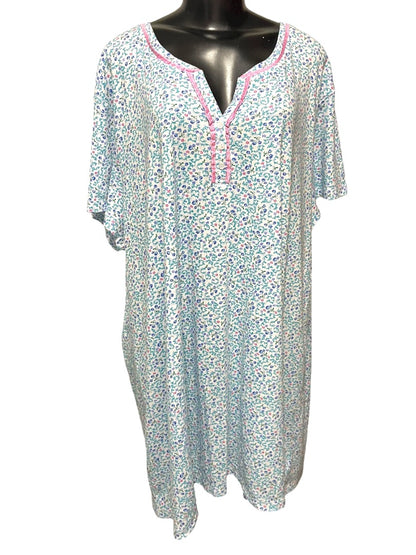 3X Karen Neuburger Floral Short Sleeve Nightgown