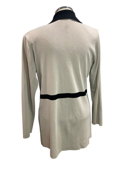 Medium exclusively Misook Tan Black Jacket Lapels Lagenlook
