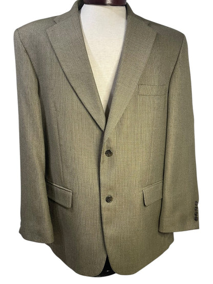 Size 46R Haggar Collections 2 Button Mens Sport Coat Olive Wool Blend