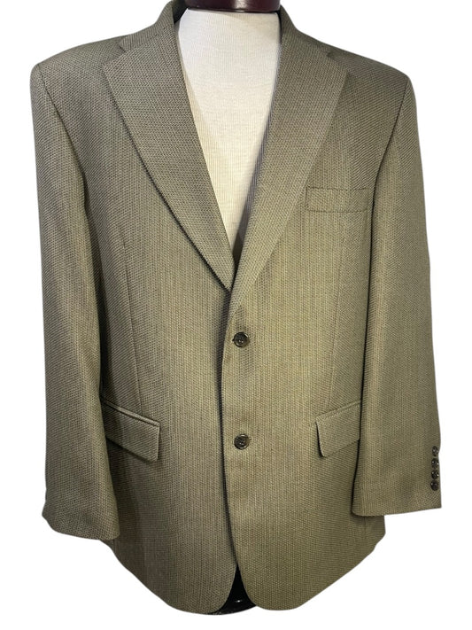 Size 46R Haggar Collections 2 Button Mens Sport Coat Olive Wool Blend