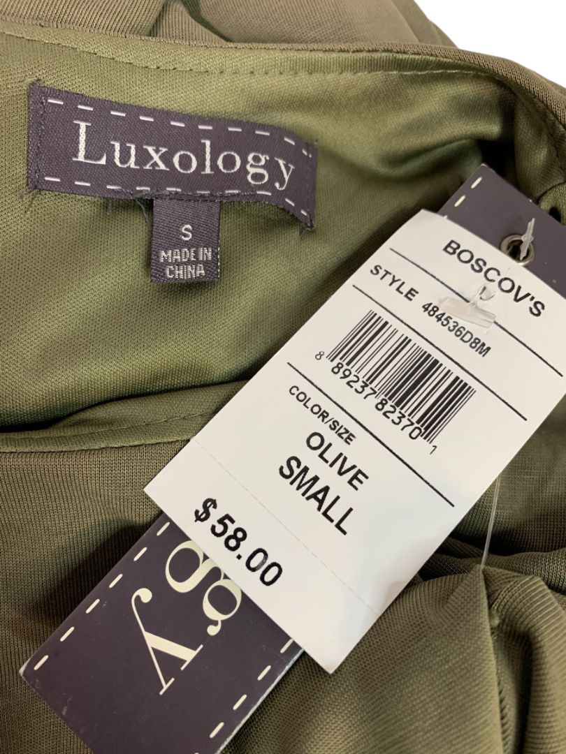 Small Luxology Olive Green New Shift Dress Cold Shoulder Detachable Necklace