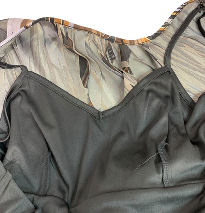 Size 14 AGB Dress New Black Skirt Metallic Color Sheer Bodice Lined