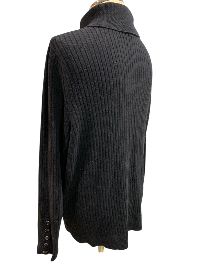 Size 2X Talbots Plus Womens Ribbed Black Turtleneck Sweater