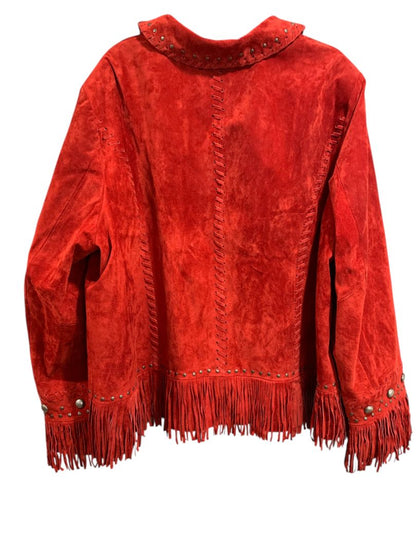 Size 3X Midnight Velvet Womens Red Suede Western Jacket Fringe New