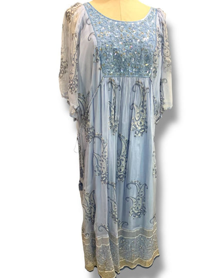 Size XXL Novica Blue Printed Elegant Entrance New Embellished Sequin