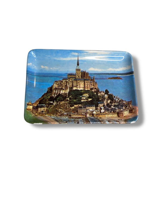 Vintage France Mount St Michel Melamine Tray 4.2" x 5.8"