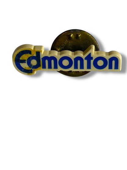 Vintage Edmonton Canada Plastic Lapel Pin 1.2"