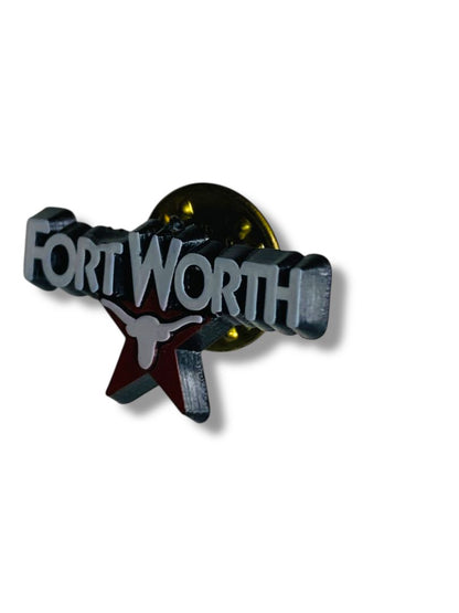 Vintage Fort Worth Plastic Pin Texas Lone Star 1"