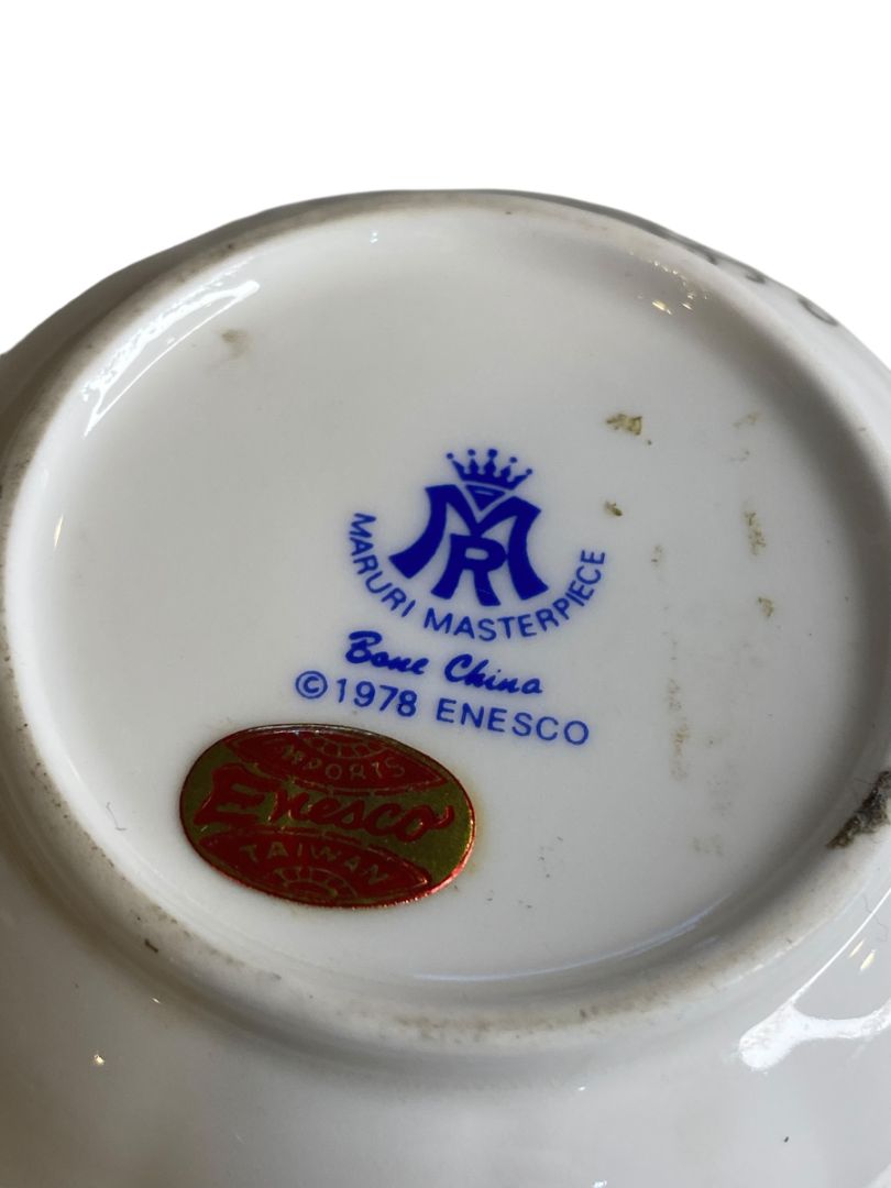 Vintage Enesco Bone China 25th Anniversary Trinket Jar Maruri Masterpiece