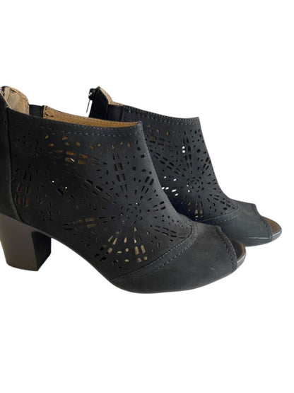 Size 11W Earth Origins Shaye Womens Wide Black Suede Booties