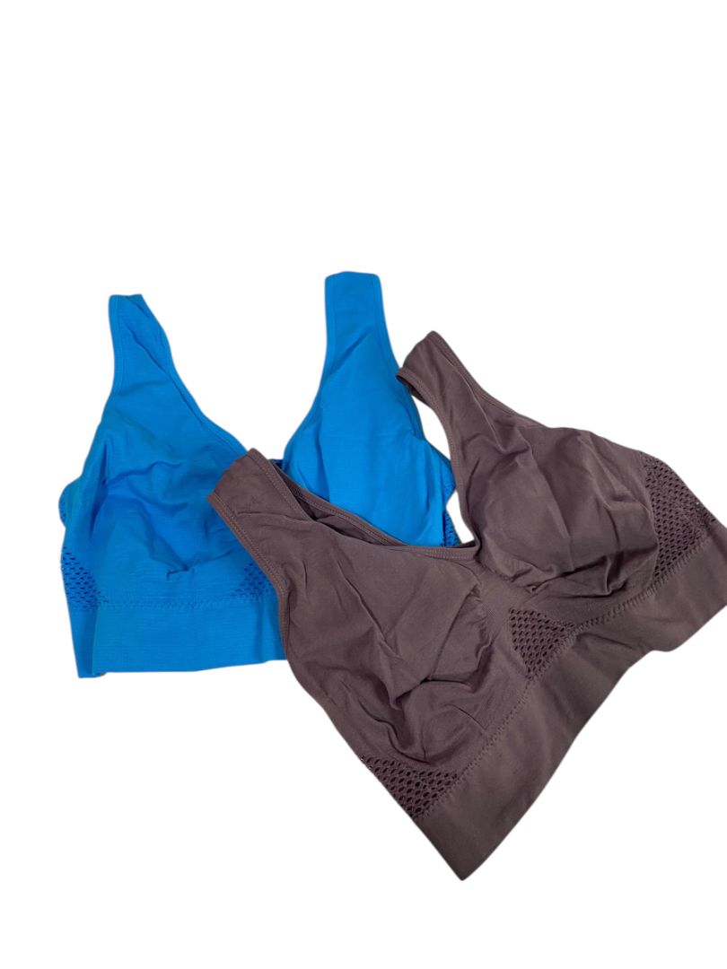 Size 1XL Set of 2 Womens Light Support Sports Bras Blue Purple