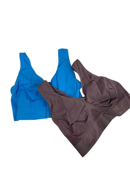 Size 1XL Set of 2 Womens Light Support Sports Bras Blue Purple