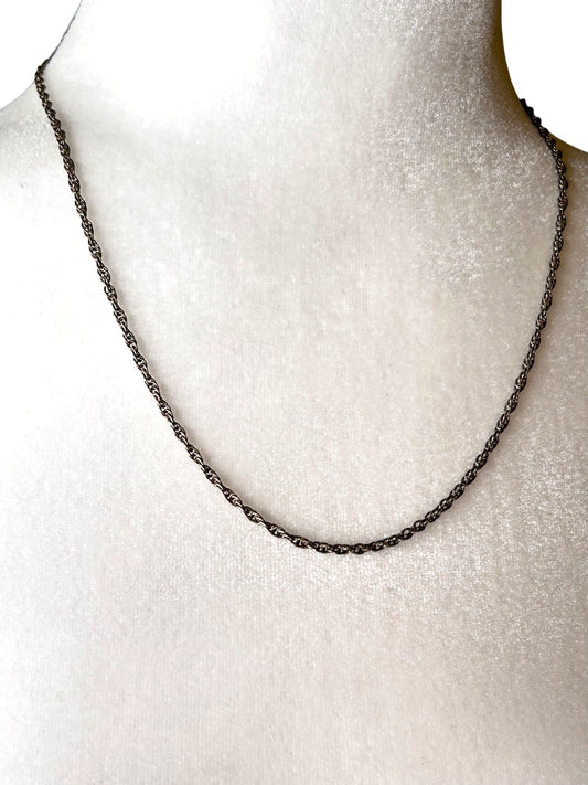 Vintage Silvertone Satin Finish Twist Chain 19" Lobster Clasp