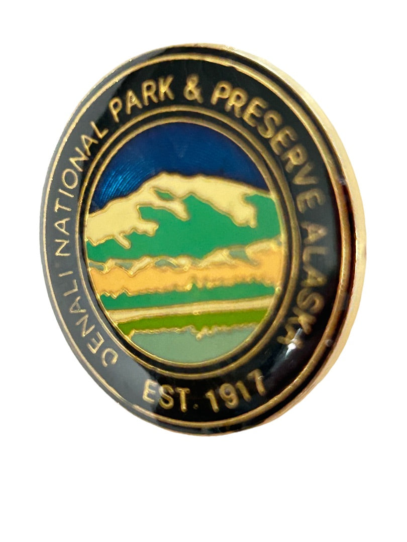 Souvenir Lapel Pin Denali National Park Alaska Resin 1" Diameter