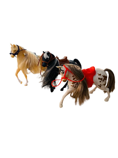 Set of 3 Play Toy Horses Saddles 6.5" Figurines 2018 Just Play