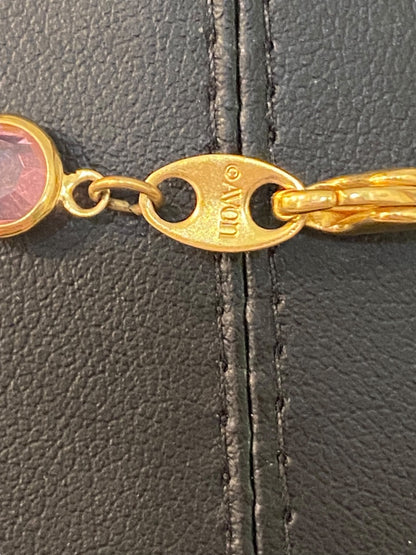 Goldtone Pink Signed Avon 22.5" Necklace Lobster Clasp