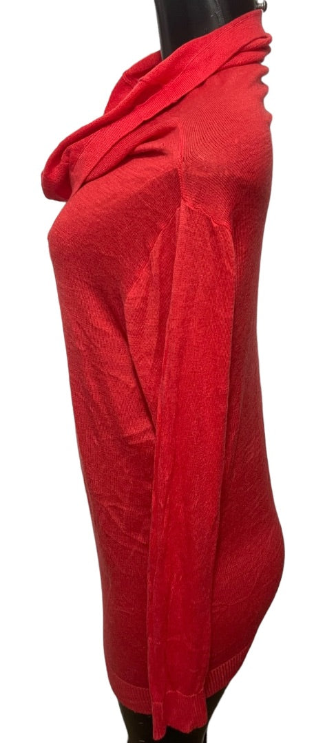 Medium Apostrophe Womens Light Red Long Sleeve Tunic Cowl Neck Sweater Lightweight