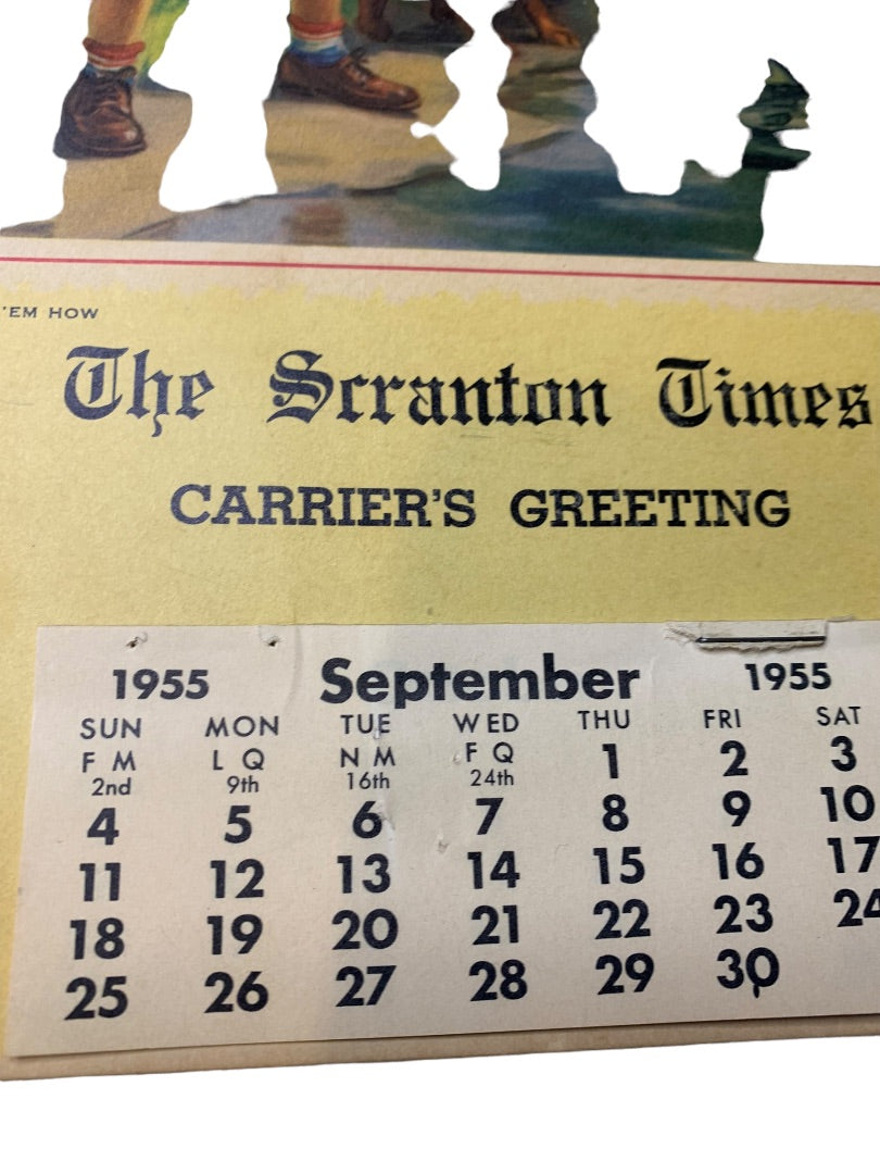 1955 Wall Calendar Promotional The Scranton Times Grandma Shows 'Em How Incomplete