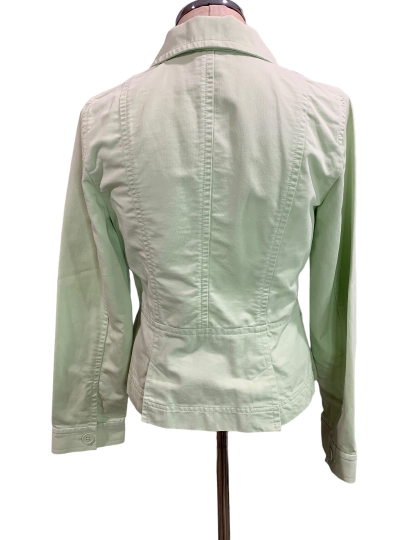 Size 8 Loft Womens Pastel Green Button Up Jacket 100% Cotton Fitted